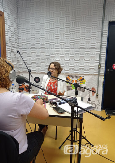 Gravação do primeiro podcast aconteceu nos estúdios da Rádio UFSCar, em São Carlos - Crédito: Ana Luísa Carreira de Santiago