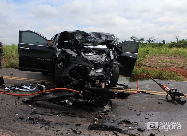 Dodge Ram ficou totalmente destruída após o forte impacto - Crédito: Flávio Fernandes