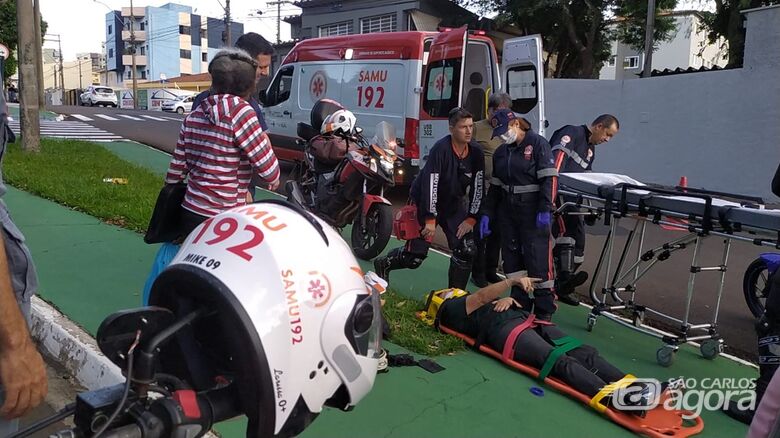 Acidente deixa motociclista ferida na Vila Pureza  - Crédito: Maycon Maximino 