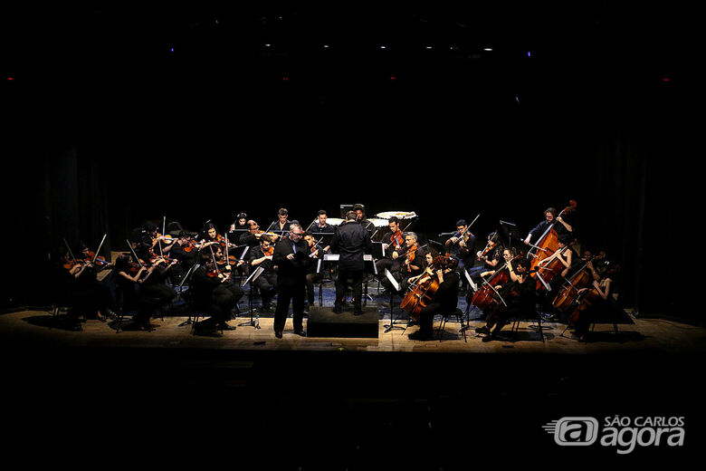 Filarmônica da USP durante concerto: espetáculo gratuito para a população são-carlense - Crédito: André Estevão