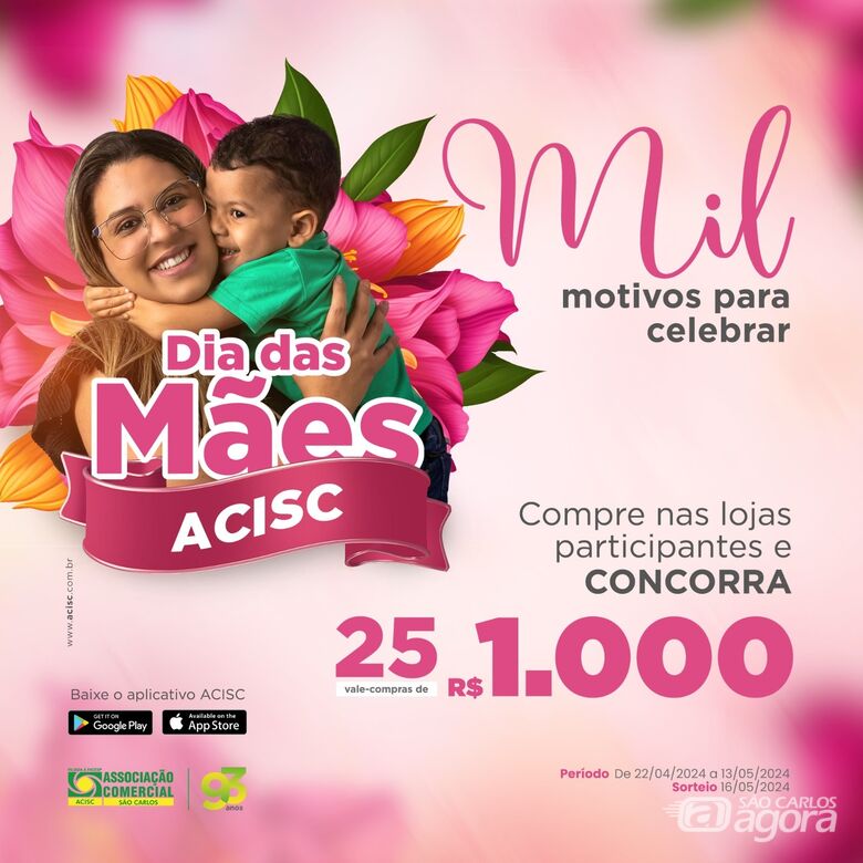 Dia das Mães: consuma no comércio de São Carlos e concorra a 25 vales-compra de R$ 1 mil - 