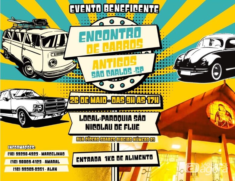 Encontro de carros antigos será atração em São Carlos - Crédito: Divulgação