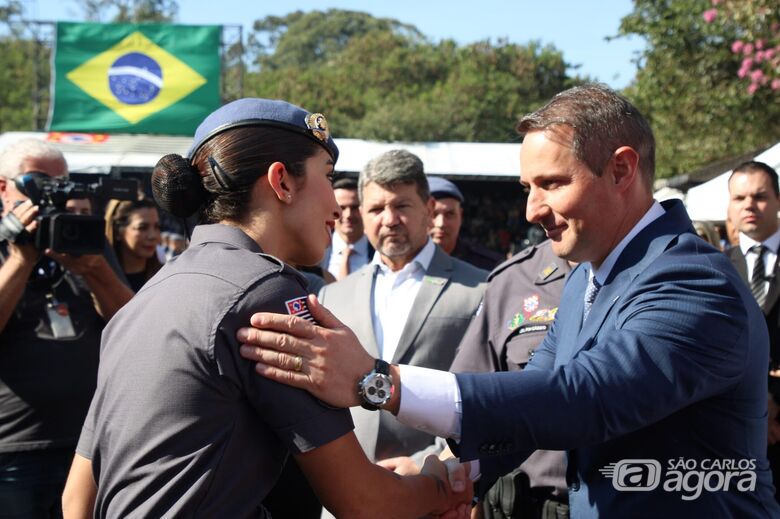 Secertário da Segurança Pública de São Paulo, Guilherme Derrite, durante formatura da Polícia Militar - 