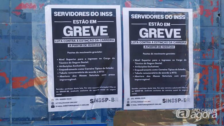 Servidores do INSS de São Carlos em greve - Crédito: Maycon Maximino