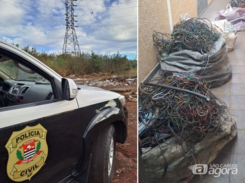 DIG de São Carlos apreende meia tonelada de fios de cobre em duas operações - Crédito: colaboração