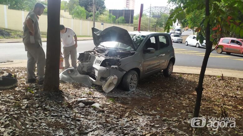 Veículo colidiu com violência contra uma árvore após motorista de um mal súbito - Crédito: Maycon Maximino