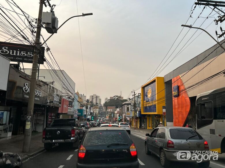 Avenida São Carlos, no Centro de São Carlos - Crédito: SCA