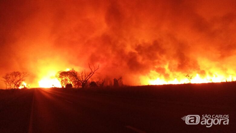 Incêndio na SP-215 - Crédito: Colaborador