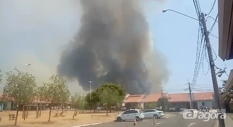 Incêndio atinge canavial e provoca grande quantidade de fumaça em São Carlos  - 