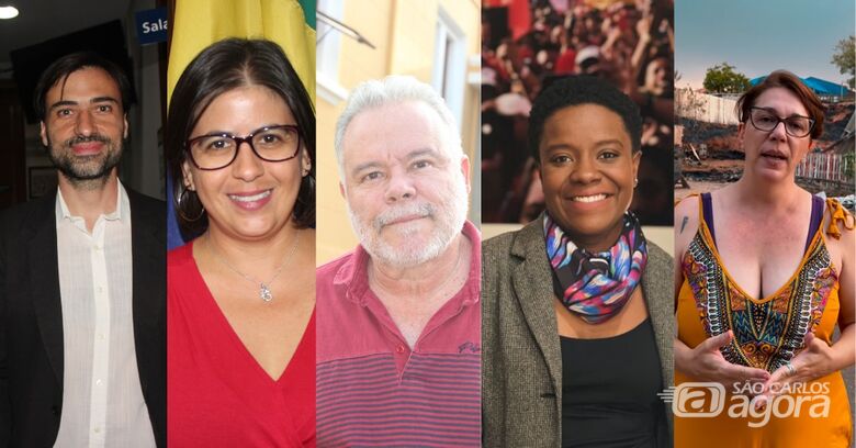 Vereadores eleitos da esquerda para direita são. Djalma Nery, Raquel Auxiliadora, Lineu Navarro, Larissa Camargo e Fernanda Castelano. - Crédito: reprodução