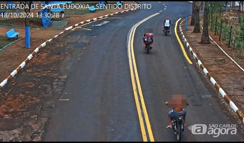 Imagem captada pela câmera instalada em Santa Eudóxia, auxiliou a polícia a deter envolvidos em furto de moto - Crédito: Divulgação/GM