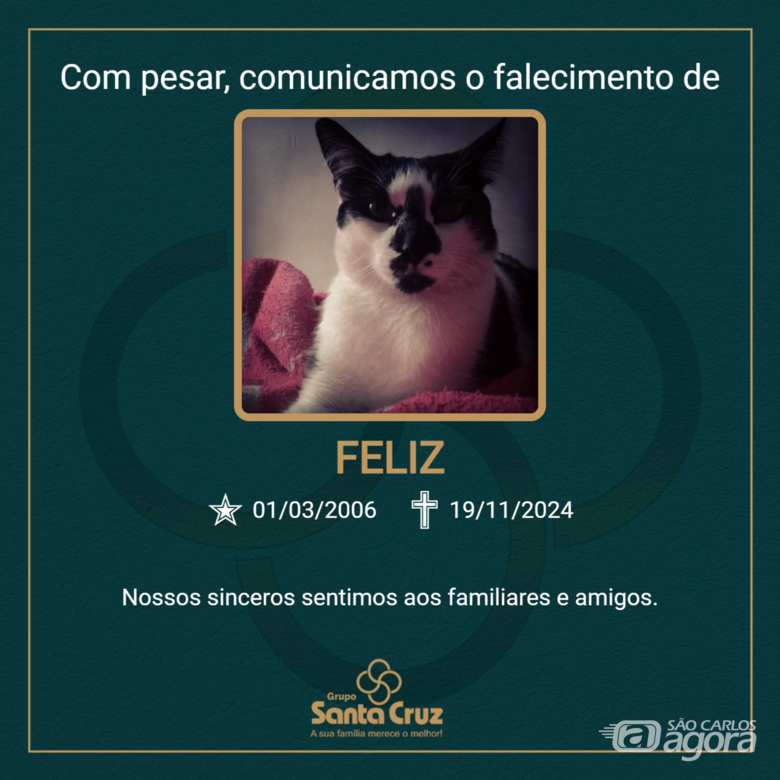 Homenagem do Grupo Santa Cruz ao pet Feliz - 