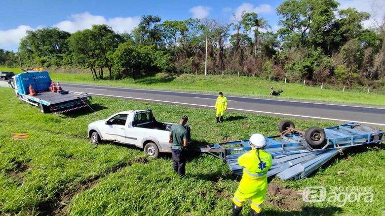 Calhas se espalharam pelo gramado do canteiro central - Crédito: Maycon Maximino