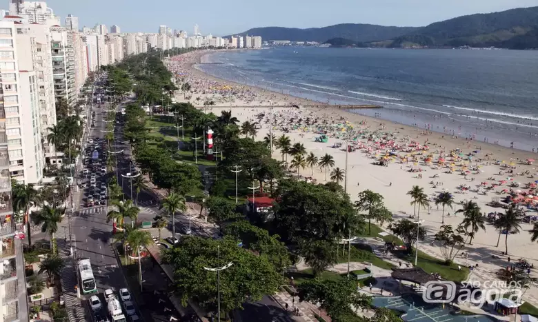 Praia em Santos - Crédito: Prefeitura Municipal