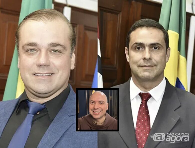Vereadores Gustavo Pozzi e André Rebello apresentam moção de apoio a Frei Gilson - Crédito: Divulgação
