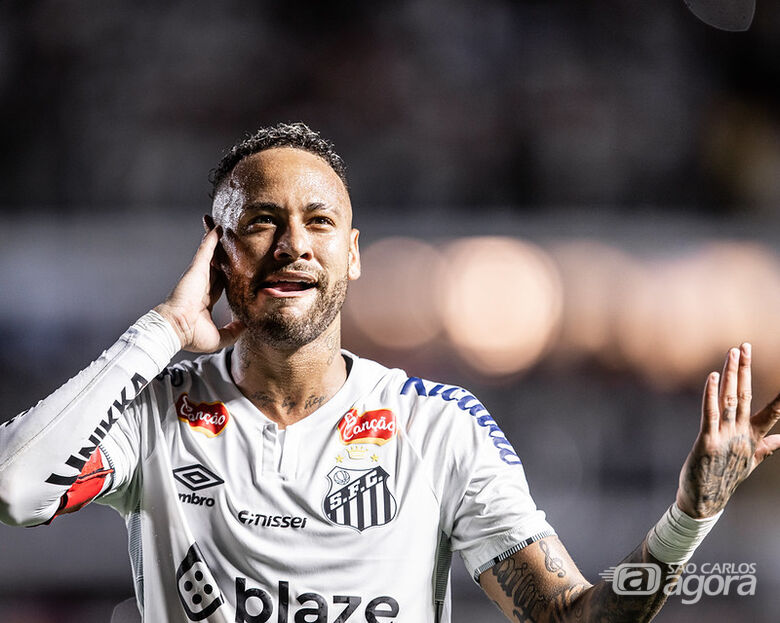 Neymar comemora gol que abriu caminho para a vitória do Santos e a vaga na semi do Paulistão - Crédito: Raul Baretta/Santos FC