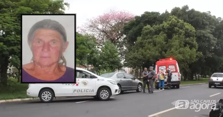 Local do acidente e idosa no detalhe - Crédito: Maury Jr. Matão Urgente