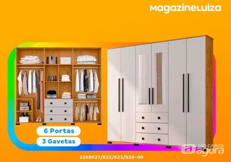 Somente nesta segunda: guarda-roupa casal por R$49,00/mês no Magalu -