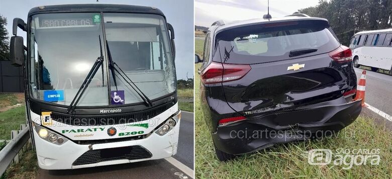 Ônibus da Paraty com 15 pessoas se envolve em acidente na Washington Luís - Crédito: Artesp