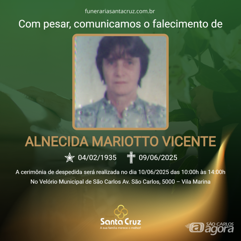 Grupo Santa Cruz informa nota de falecimento e convite de missa -