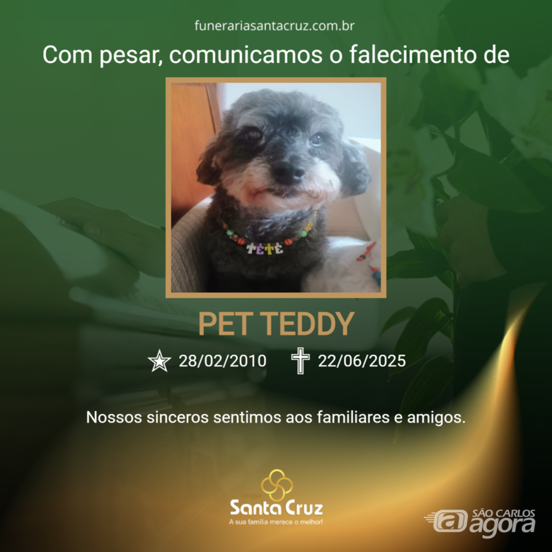 Homenagem do Grupo Santa Cruz ao cãozinho Teddy -