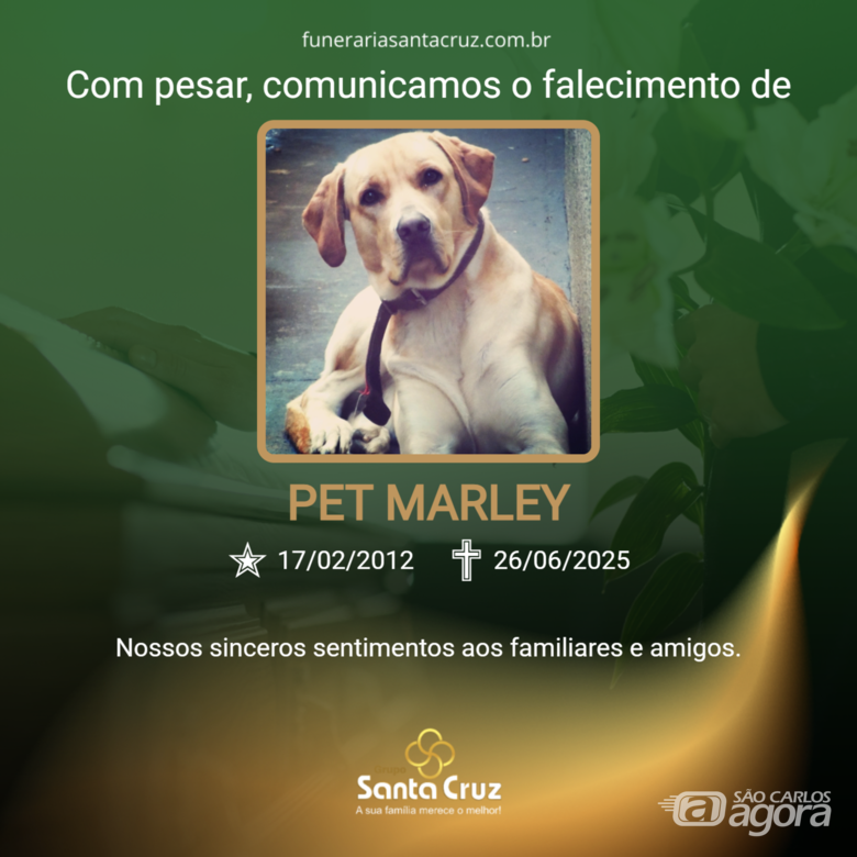 Homenagem do Grupo Santa Cruz ao pet Marley -