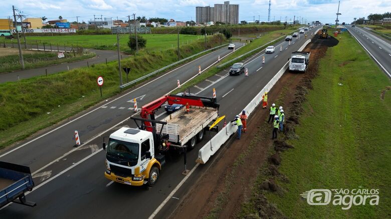 Avançam as obras de terceiras faixas na SP-310 em São Carlos -