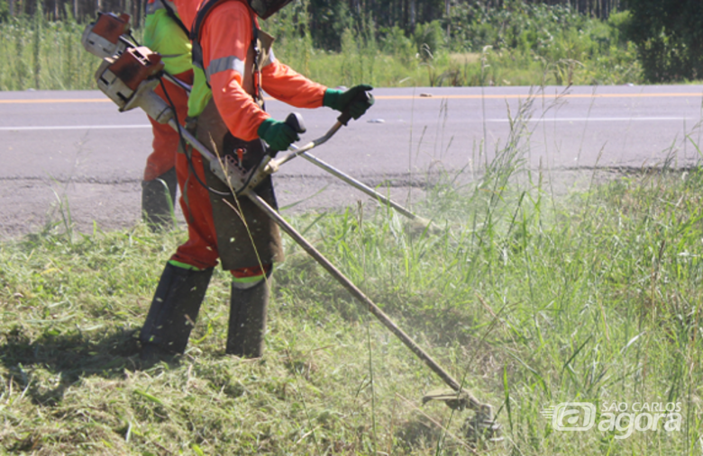 Trabalhador realiza serviço de roçagem - Crédito: reprodução 