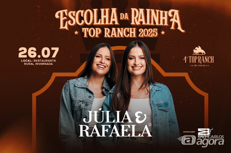 Baile para escolha da Rainha Top Ranch 2025 acontece no próximo dia 26 com show de Júlia & Rafaela - Crédito: divulgação