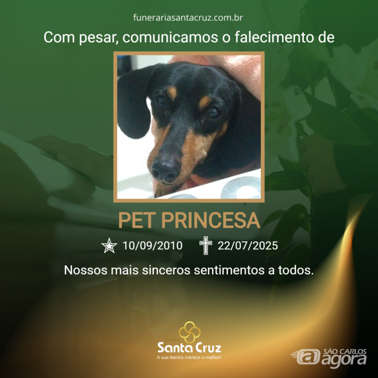 Homenagem do Grupo Santa Cruz a pet Princesa -
