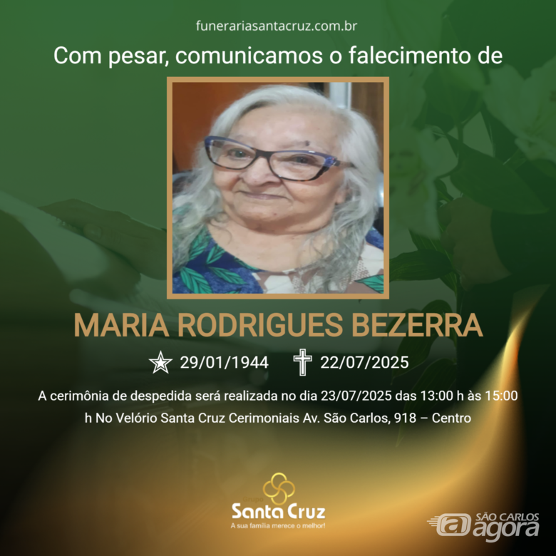 Grupo Santa Cruz informa notas de falecimento e convites de missa - 