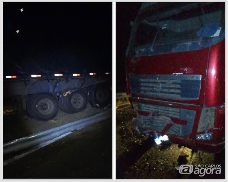 Carreta colide em defensa metálica e interdita alça de acesso da Washington Luís  - Crédito: CCI ARTESP