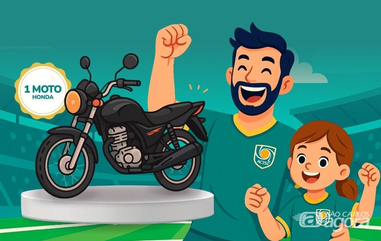 Campanha promocional "Seu Pai Campeão" da ACISC vai sortear motocicleta  - Crédito: divulgação