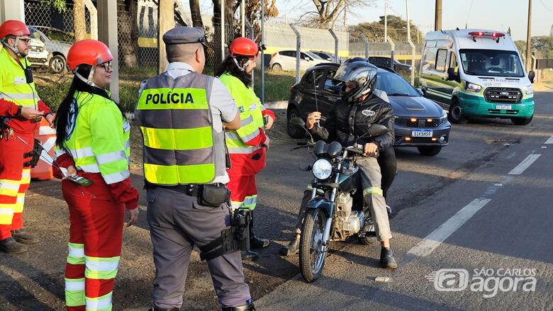 Ecovias e Polícia Rodoviária realizam blitz educativa para motociclistas na Washington Luís - Crédito: Maycon Maximino