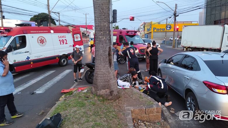 Colisão entre duas motos deixa três pessoas feridas na Getúlio Vargas - Crédito: Maycon Maximino