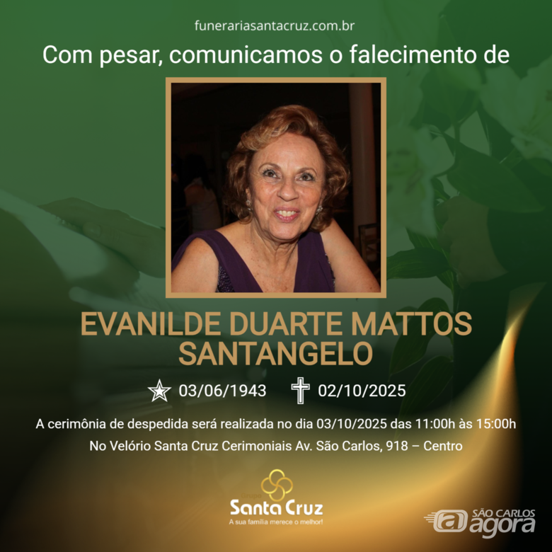 Grupo Santa Cruz informa nota de falecimento e convite de missa - 