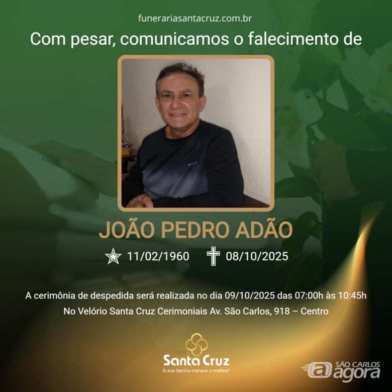 Grupo Santa Cruz informa nota de falecimento e convite de missa -
