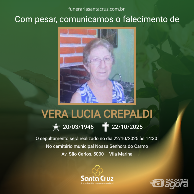 Grupo Santa Cruz informa nota de falecimento ne convite de missa - 