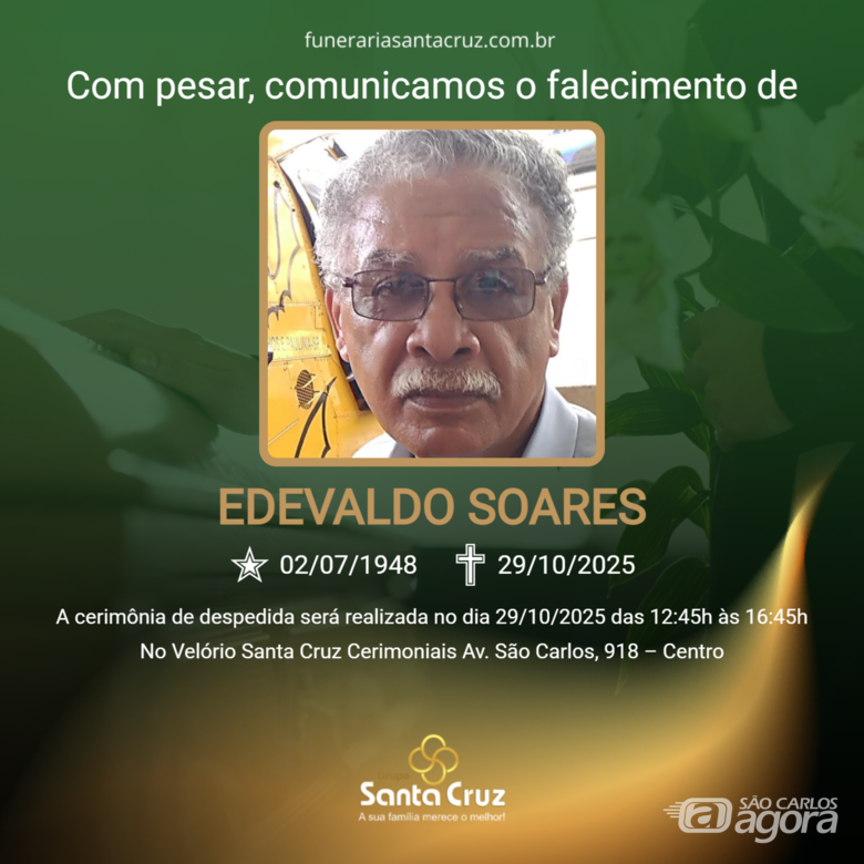 Grupo Santa Cruz informa notas de falecimento e convite de missa -