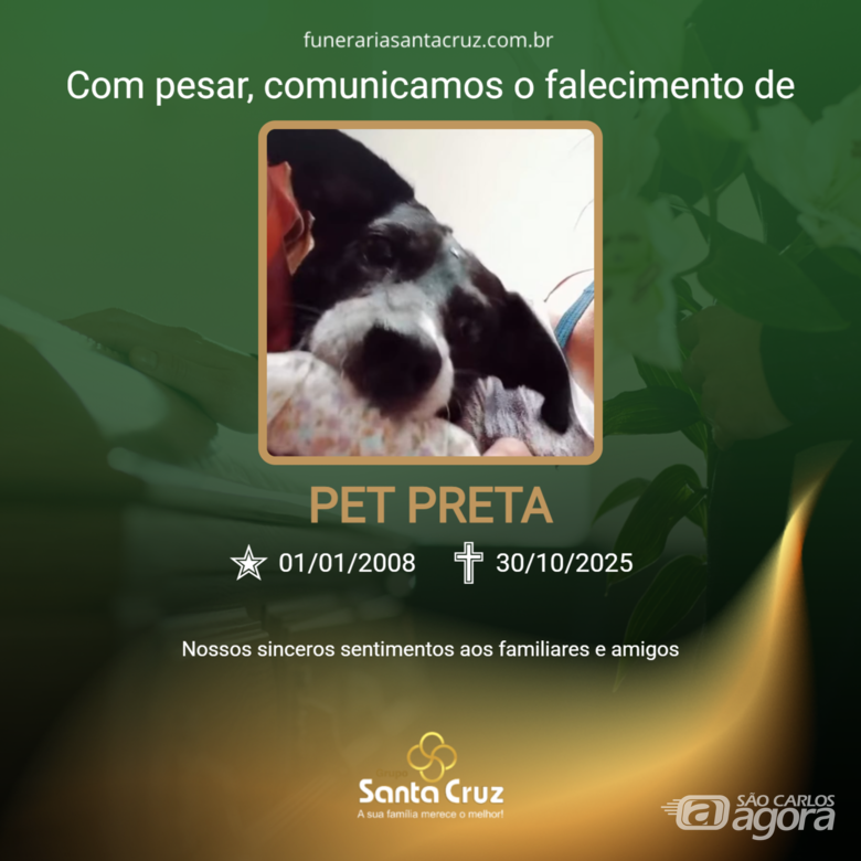 Homenagem da Funerais Pet a pet Preta -