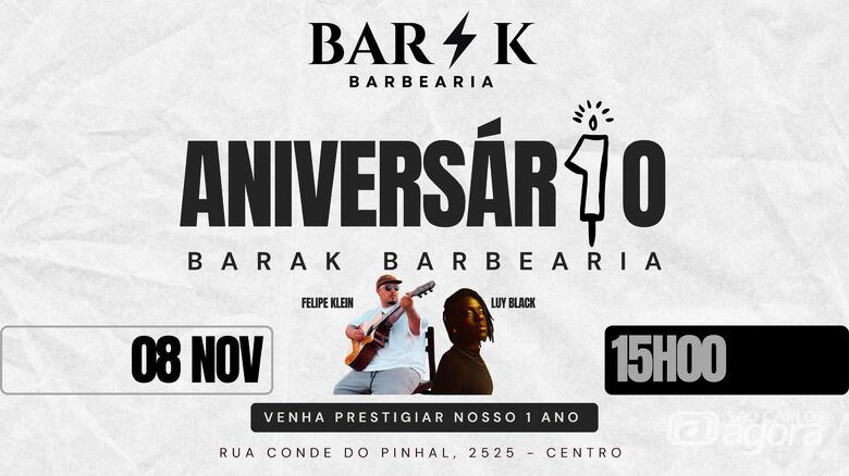 Barak Barbearia comemora 1 ano com festa, música ao vivo, food truck e descontos especiais -
