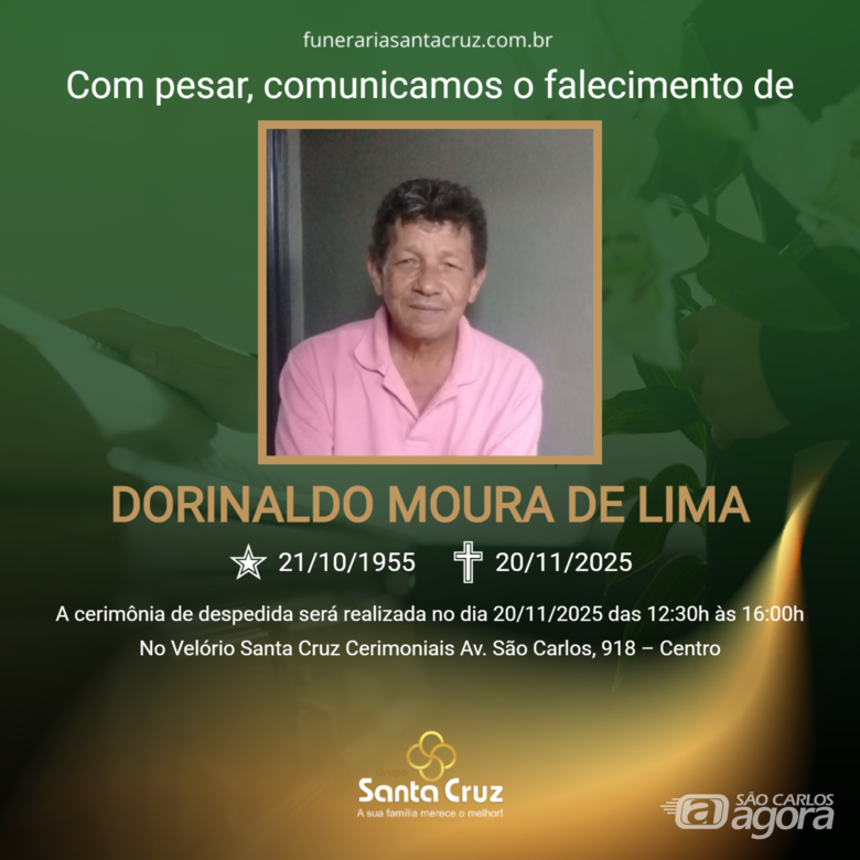 Grupo Santa Cruz informa o falecimento de Dorinaldo Moura de Lima -