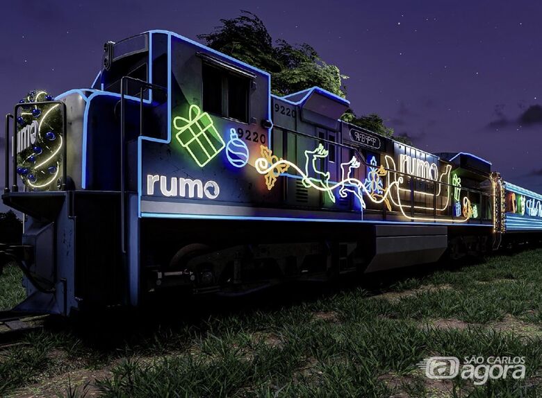 Trem iluminado Rumo - Crédito: Divulgação 