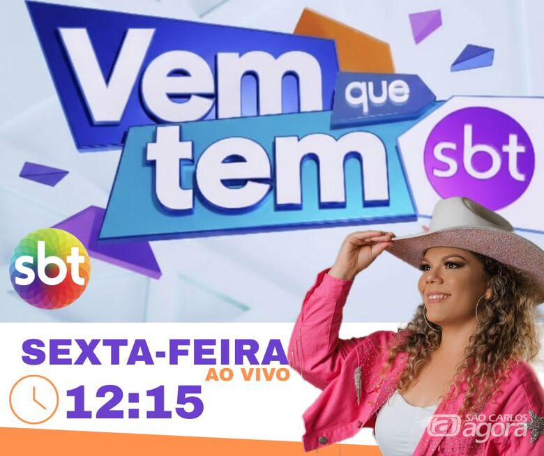 Cantora Nayara Amaral se apresenta ao vivo no programa “Vem Que Tem”, do SBT, nesta sexta-feira - 