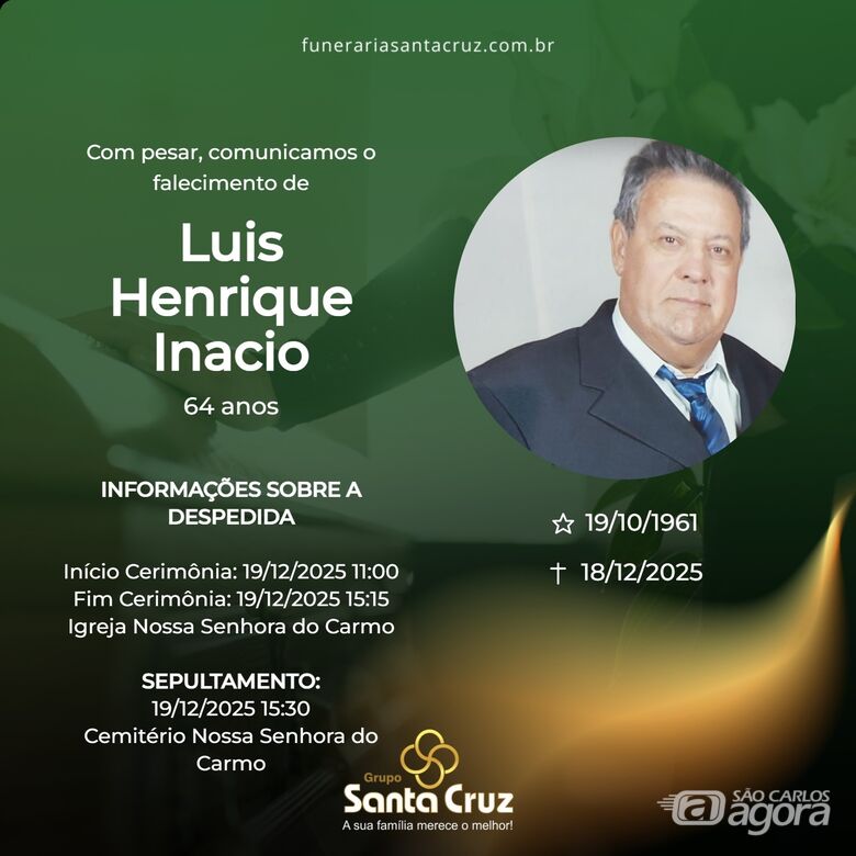 Grupo Santa Cruz informa notas de falecimento e convites de missa - 