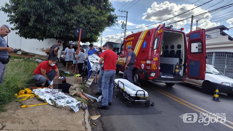 Colisão entre moto e bicicleta deixa ciclista ferido no Jacobucci - Crédito: Maycon Maximino
