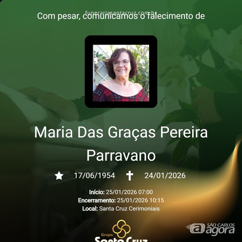 Grupo Santa Cruz informa notas de falecimento e convites de missa - 