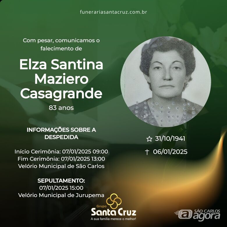 Grupo Santa Cruz informa notas de falecimento - 