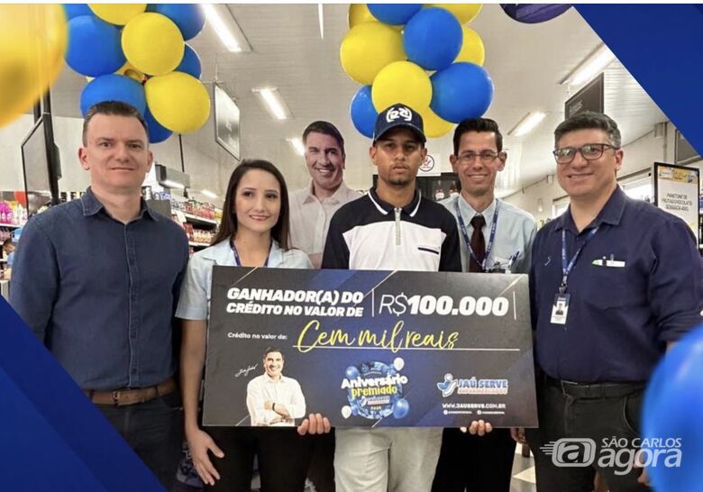 Cliente de São Carlos ganha R$ 100 mil no 3&ordm; sorteio do Aniversário Premiado Jaú Serve - Crédito: Divulgação 
