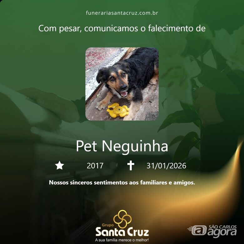 Homenagem do Grupo Santa Cruz a pet Neguinha - 